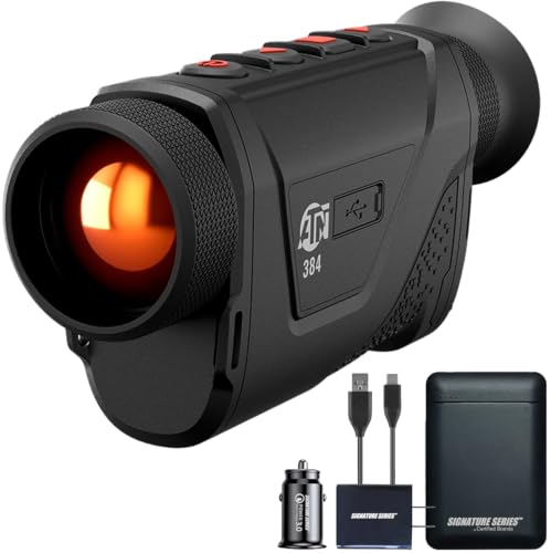 ATN BlazeHunter 335-384x288 Thermal Monocular, 4-32x Handheld Night Vision, 1800 Yd Detection, 6 Color Modes, IP67 Rated, Record & Stream Video with HD OLED Display and Signature Series Power Bundle