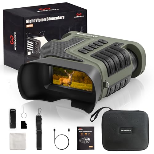 WOSPORTS 4K Night Vision Goggles, up to 80X Total Magnification, 64GB TF Card, 1315FT Infrared Night Vision, Ideal for Camping & Outdoor Use