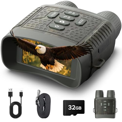 4K Night Vision Goggles, Night Vision Binoculars with 3″ Screen, 10X Digital Zoom, Infrared Binoculars, 5000mAh Rechargeable Battery, 32GB Card Included Tech Gadgets Telescope, Gifts for Men