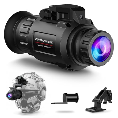 GOYOJO GNG2K Night Vision Monocular - 2K / 60Hz Refresh Digital Night Vision Goggles, Helmet Mountable, Stealth Infrared 940nm NVG with 0.0001 Lux Sensor, 4 Color Modes for Tactical/Hunting/Camping