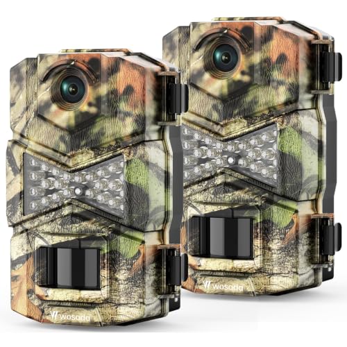 WOSODA 2 Pack Trail Cameras with Night Vision Motion Activated Waterproof,48MP Hunting Game Camera,1080P HD Trail Cam with SD Card for Wildlife Monitoring,Outdoor Scouting & Security